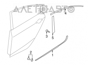 Molding door-glass central rear left Kia Forte 4d 14-18 chrome