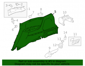 Arch trim left Acura MDX 14-16 pre-rest, black
