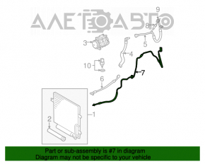 Long air conditioning hose, iron, Mercedes W211 E350