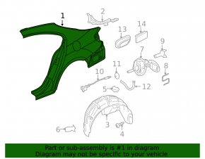 Quarter wing rear left VW CC 08-17 black, dent
