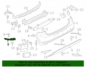 Rear bumper mount left lower VW Golf 15-17