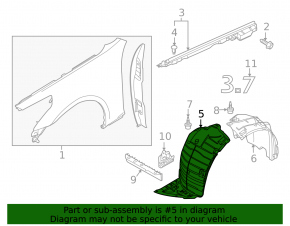 Mudguard front left Infiniti G25 G35 G37 4d 06-15 front part