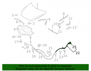 Infiniti FX35 QX70 09-17 rear hood release cable
