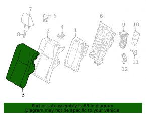 Left rear seat back for Toyota Venza 21-24, black leather, XLE, dented leather