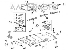 Ceiling light front Lexus RX350 RX450h 10-15 under hatch gray, type 1