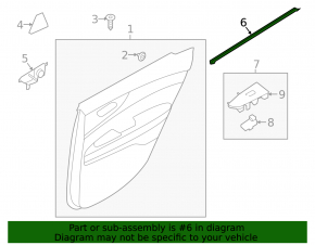 Inner glass seal for rear left door Kia Forte 19-24 4d