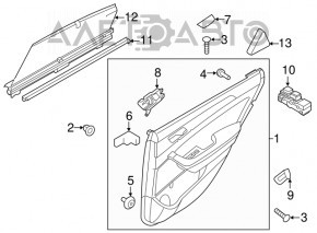 Rear left door panel, Hyundai Sonata 15-17 USA, beige