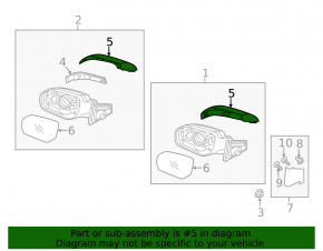 Right side mirror cover for Hyundai Santa FE Sport 13-19 (under turn signal)
