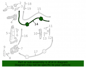 Small rear left door lock cable Mercedes Metris W447 16-23