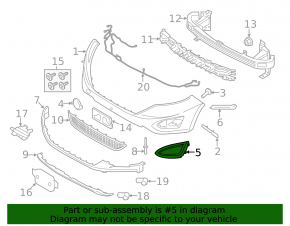 Right fog light cover for Ford Edge 15-18 pre-restoration