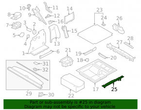 Left Trunk Floor Bracket BMW X3 F25 11-17 Without Organizer