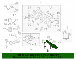 Lower control arm under the rear left spring Kia Sorento 10-15 AWD