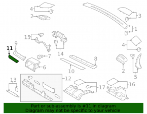 Dashboard cover left Subaru Outback 15-19 brown with chrome strip, worn