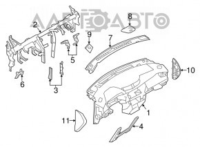 Nissan Rogue 14-20 black dashboard without airbag