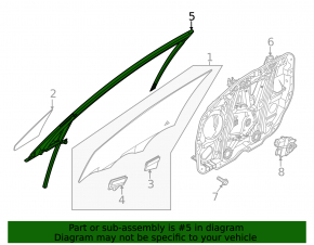 Front left door glass guide Hyundai Sonata 20-24