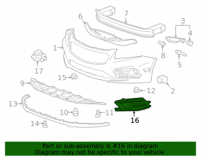 Front bumper grille right Chevrolet Cruze 15-16 rest without fog lights, chrome