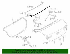 Left trunk lid hinge torsion bar for Mazda 3 19-25