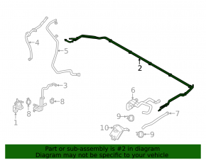 The coolant hose under the battery of a Ford Mustang Mach-E 21-23