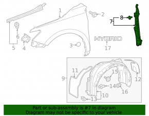 Left door-wing seal for Toyota Camry V55 15-17 USA
