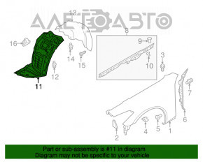 Front left fender liner Infiniti M35h 11-18 1 part, no fragment