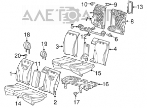 Rear seat 2nd row Dodge Dart 13-16 cloth black