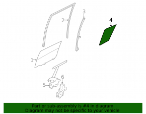 Nissan Leaf 11-12 rear left triangle door glass with seal