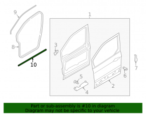 Door seal on the threshold left Ford Transit Connect MK2 13-23