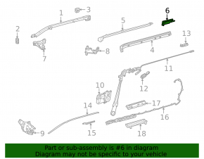 Cover slide hinge center rear left Toyota Sienna 21-25 rear