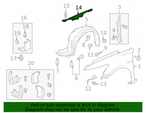 Left hood-wing seal for Honda Crosstour 12-15