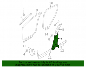 Lower right center pillar trim for Nissan Rogue 2015