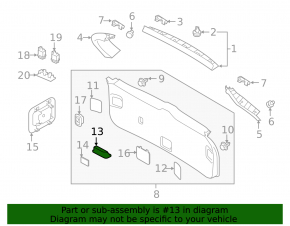 Black inner trunk handle for a Subaru Forester 25-26