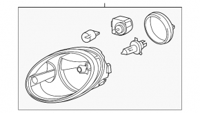 Headlight front right VW Beetle 12-19 bare halogen