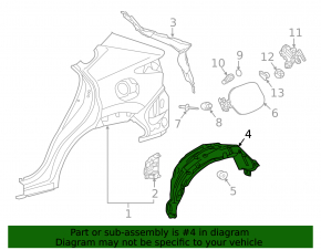 Rear right fender liner for Lexus NX 15-21