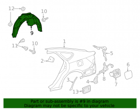 Rear left fender liner Toyota Avalon 13-18