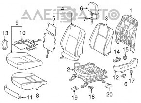 Driver's seat for Lexus CT200h 11-11 without airbag, red leather