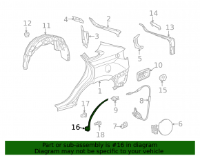 Rear left wing seal Lexus RX350 RX450h 10-15 scratches
