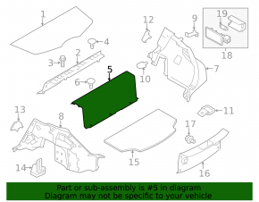 Trunk lining front lower Nissan Leaf 11-12 gray