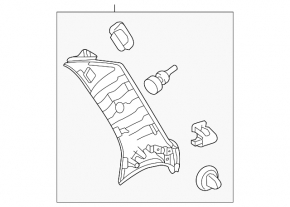 Left rear pillar trim in front of the window, Mercedes GLC 16-22, black, butt