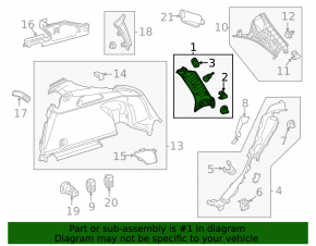 Left rear pillar trim in front of the window, Mercedes GLC 16-22, black, butt