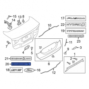 Emblem inscription ECOBOOST trunk lid Ford Fusion mk5 13-18