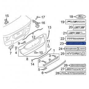 Emblem inscription ECOBOOST trunk lid Ford Fusion mk5 13-18