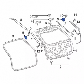 Left tailgate shock absorber bracket Ford Edge 19- on door with bump stop
