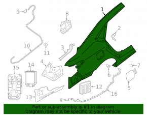 Quarter wing rear left Nissan Sentra 13-19 silver