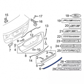Ford Fusion mk5 trunk lid molding 17-20 chrome