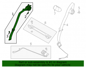 Seat belt 2 row rear right Ford Mustang Mach-E 21-23 black