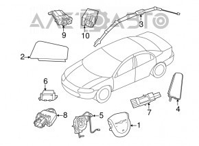 Airbag in steering wheel driver Chrysler 200 11-14