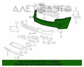 Front bumper bare upper part Jeep Grand Cherokee WK2 11-13 for washer and parking sensors