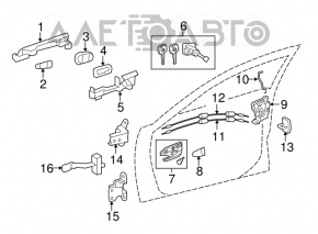 Toyota Camry v50 12-14 USA Keyless Front Right Door Handle Mechanism