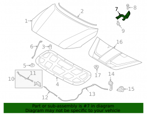 Hood hinge left Hyundai Kona 18-23
