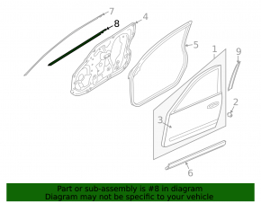 Molding door-glass central front right Infiniti G25 G35 G37 4d 06-14